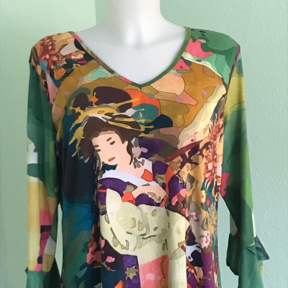 Colorful, artistic women’s casual top